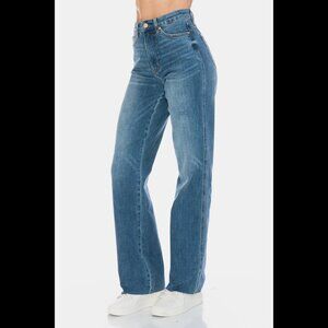 Judy Blue Full Size Tummy Control Cut Raw Hem Straight Jeans